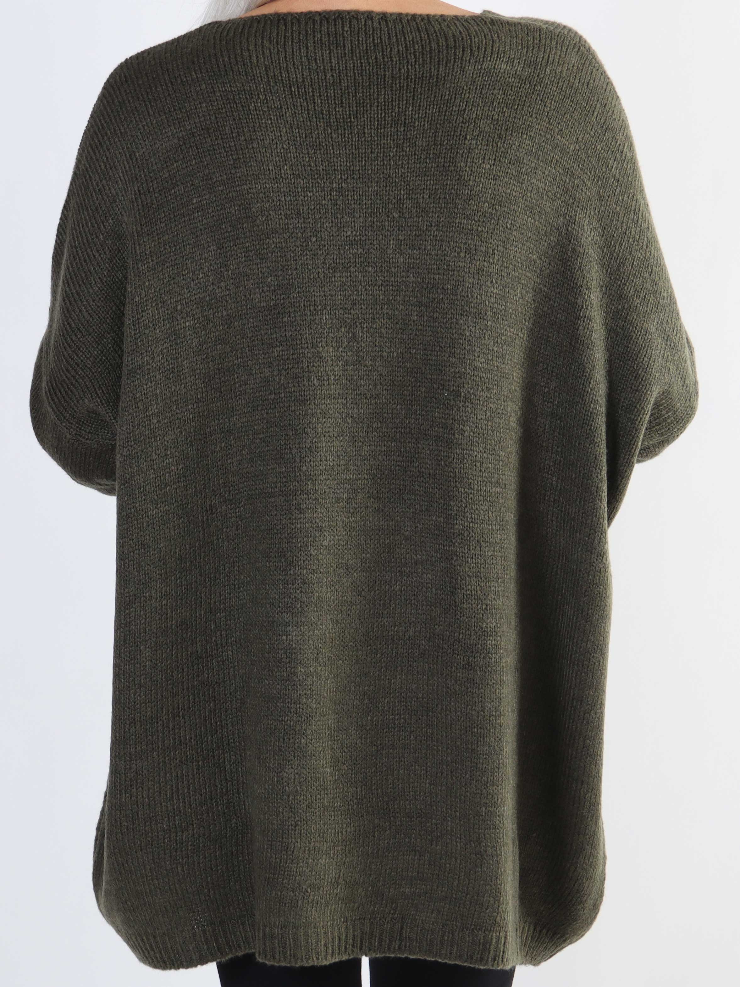 Achilla - Plus size strikbluse med guld print foran